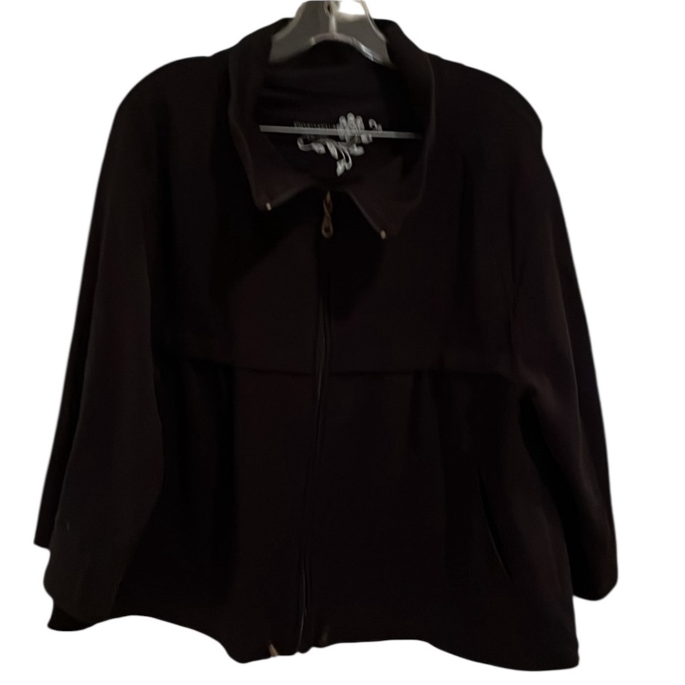 Charter club large extra large, black 3/4 sleeve jacket wide leg pants 2 piece